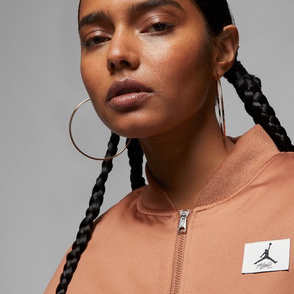 Nike Air Jordan Flight Renegade Womens Bomber Jacket Brown DQ9802-215 NEW Sz M - Picture 4 of 9